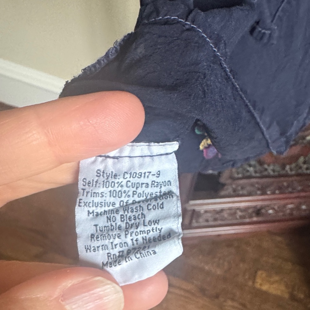 Johnny Was Navy Blouse with Colorful Floral Embroidery size L - Picture 5 of 5